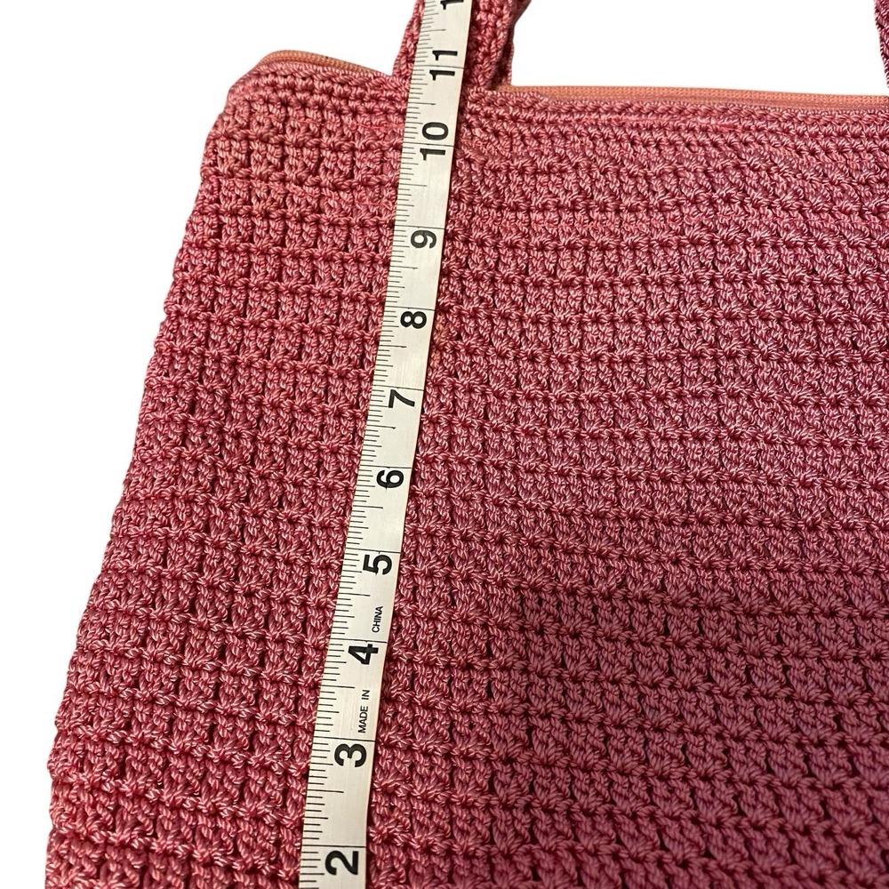 The Sak Crochet Shoulder Pink Tote Purse Lined Nylon Summer Hippie Beach Casual - Picture 4 of 9